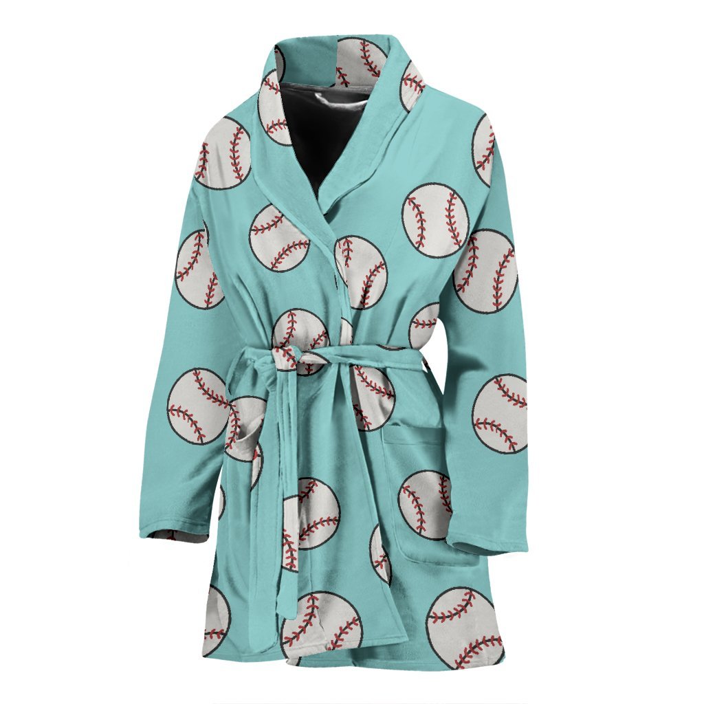 Softball Pattern Print Women Long Robe-grizzshop