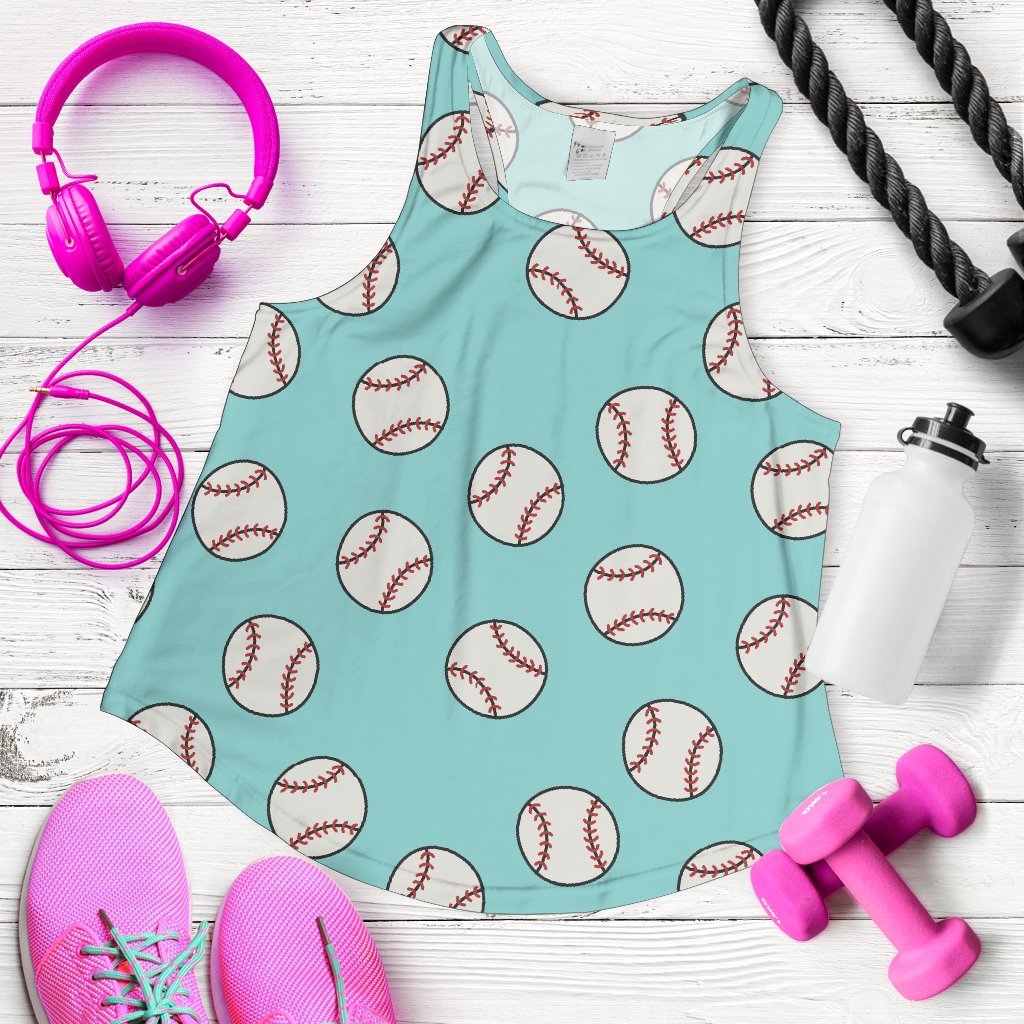 Softball Pattern Print Women's Racerback Tank Tops-grizzshop