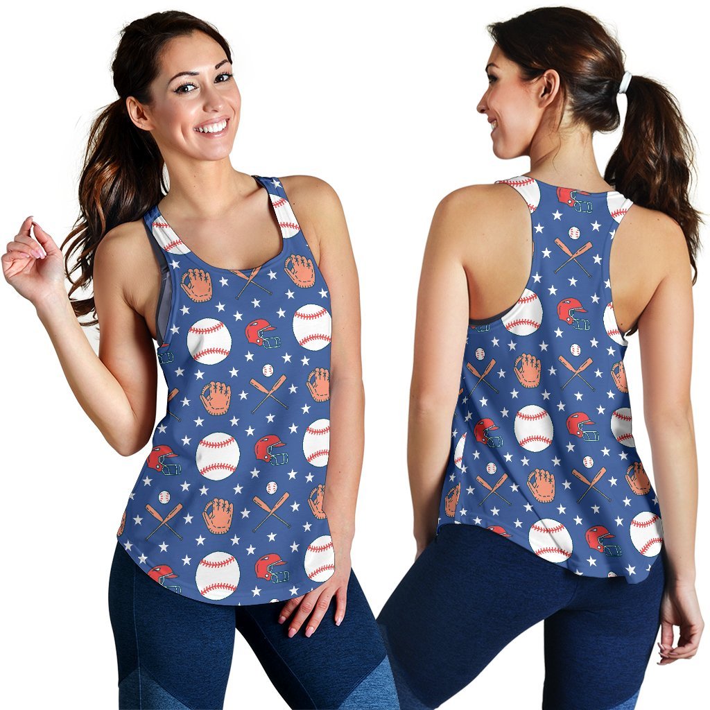 Softball Print Pattern Women's Racerback Tank Tops-grizzshop
