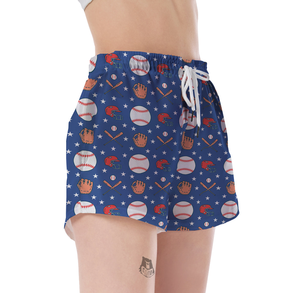Softball Print Pattern Women's Shorts-grizzshop