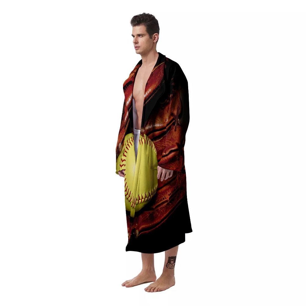 Softball Yellow Print Men's Robe-grizzshop