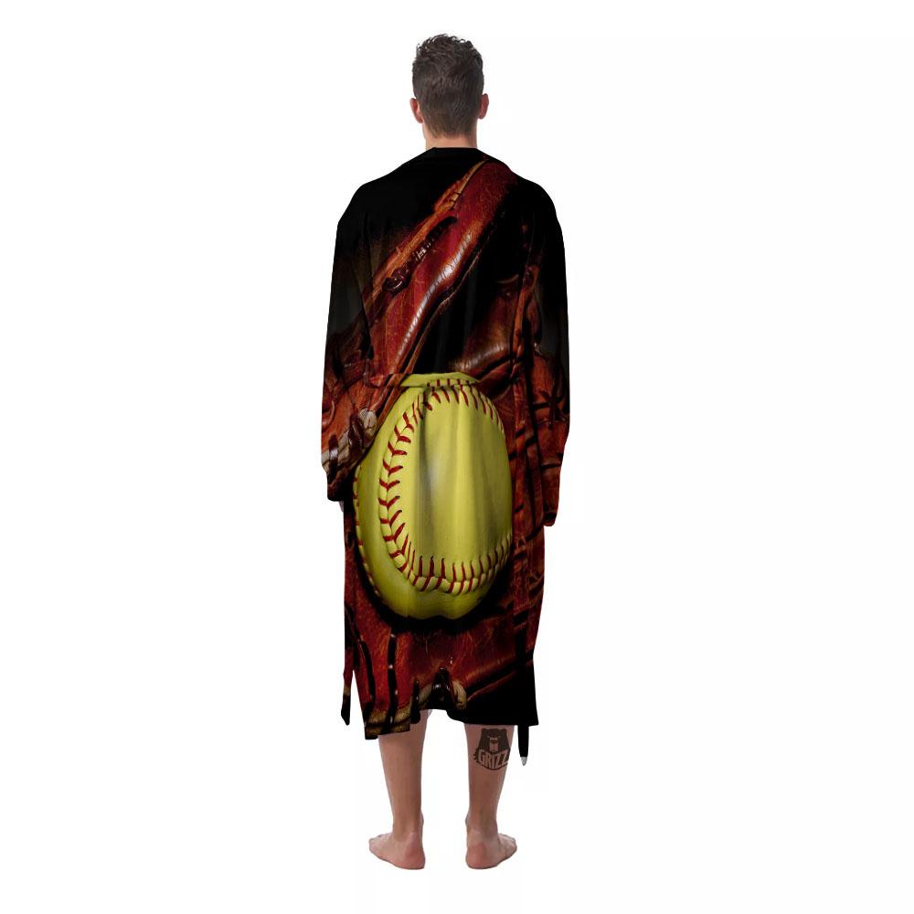 Softball Yellow Print Men's Robe-grizzshop