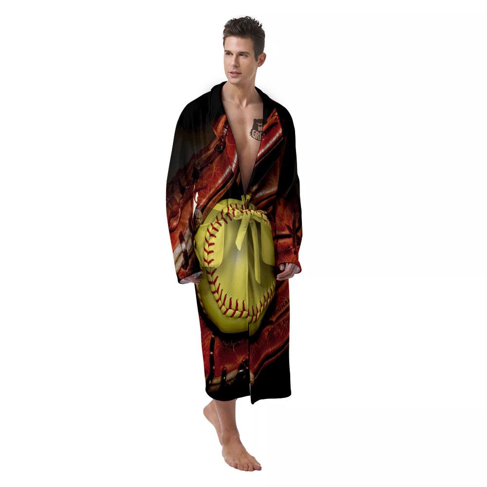 Softball Yellow Print Men's Robe-grizzshop