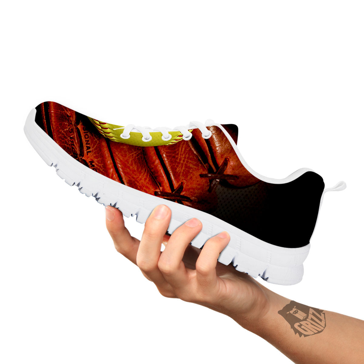 Softball Yellow Print White Sneaker-grizzshop