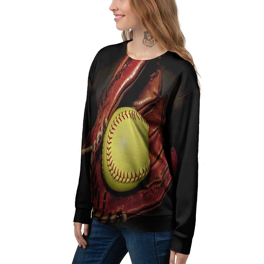 Softball Yellow Print Women's Sweatshirt-grizzshop