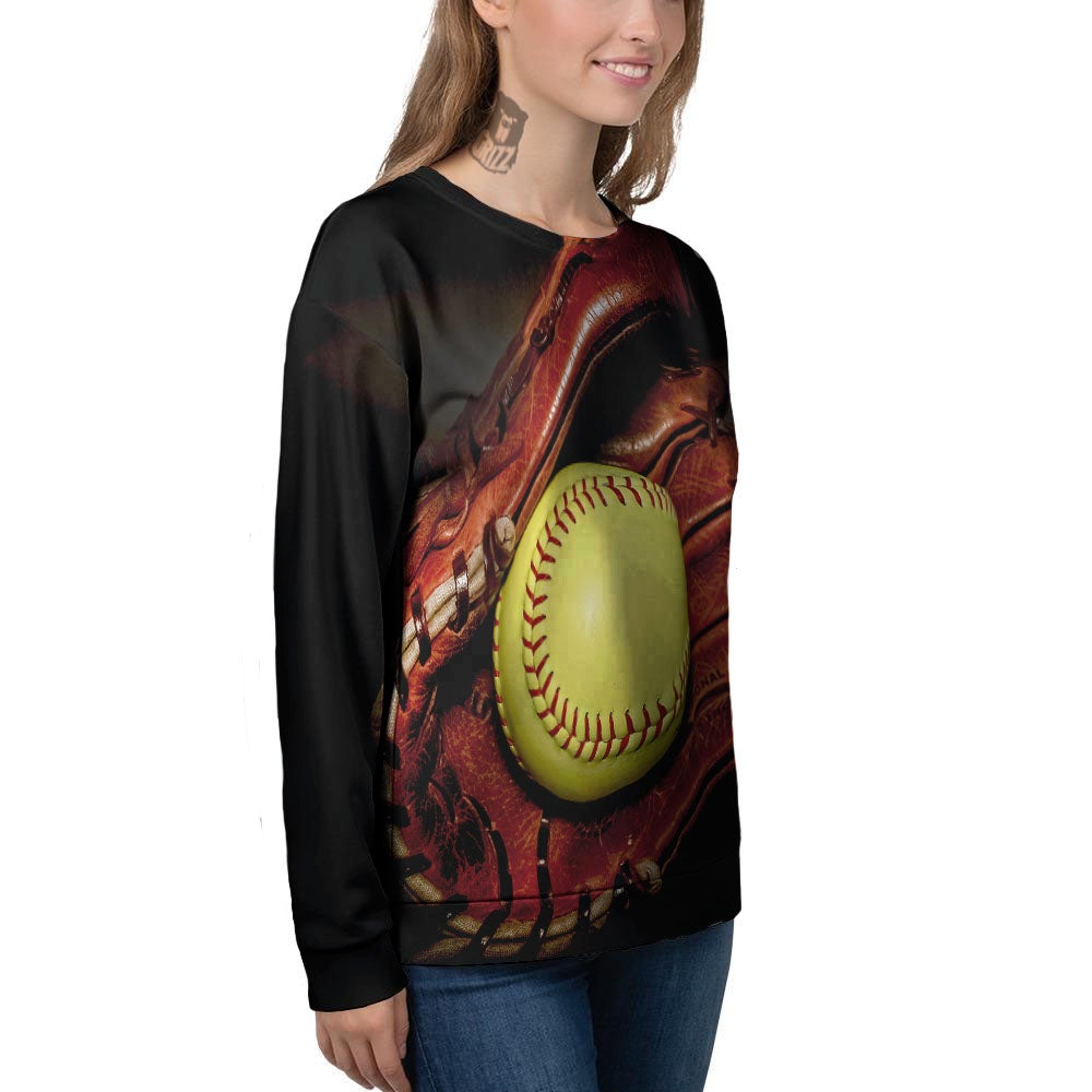 Softball Yellow Print Women's Sweatshirt-grizzshop