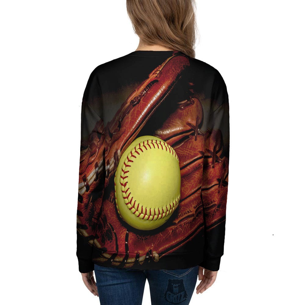 Softball Yellow Print Women's Sweatshirt-grizzshop