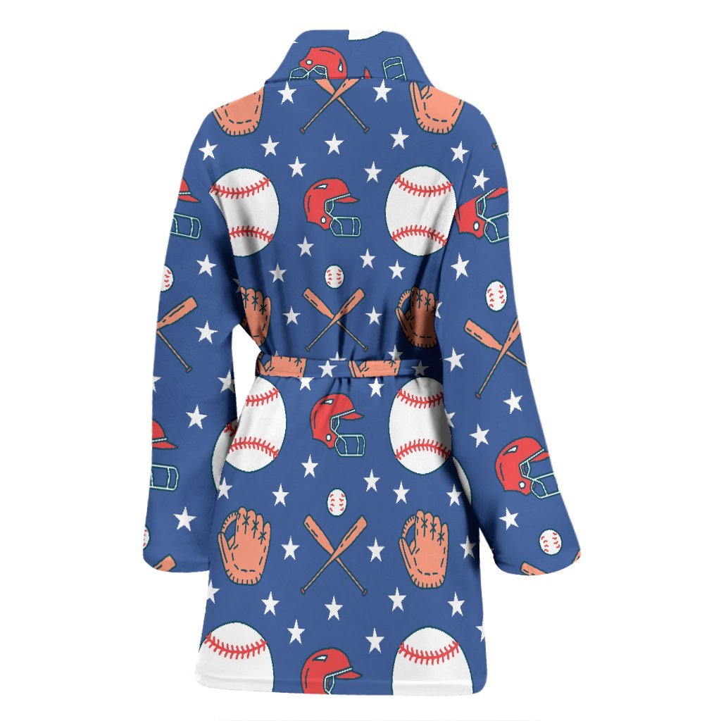 Softball Print Pattern Print Women Long Robe-grizzshop