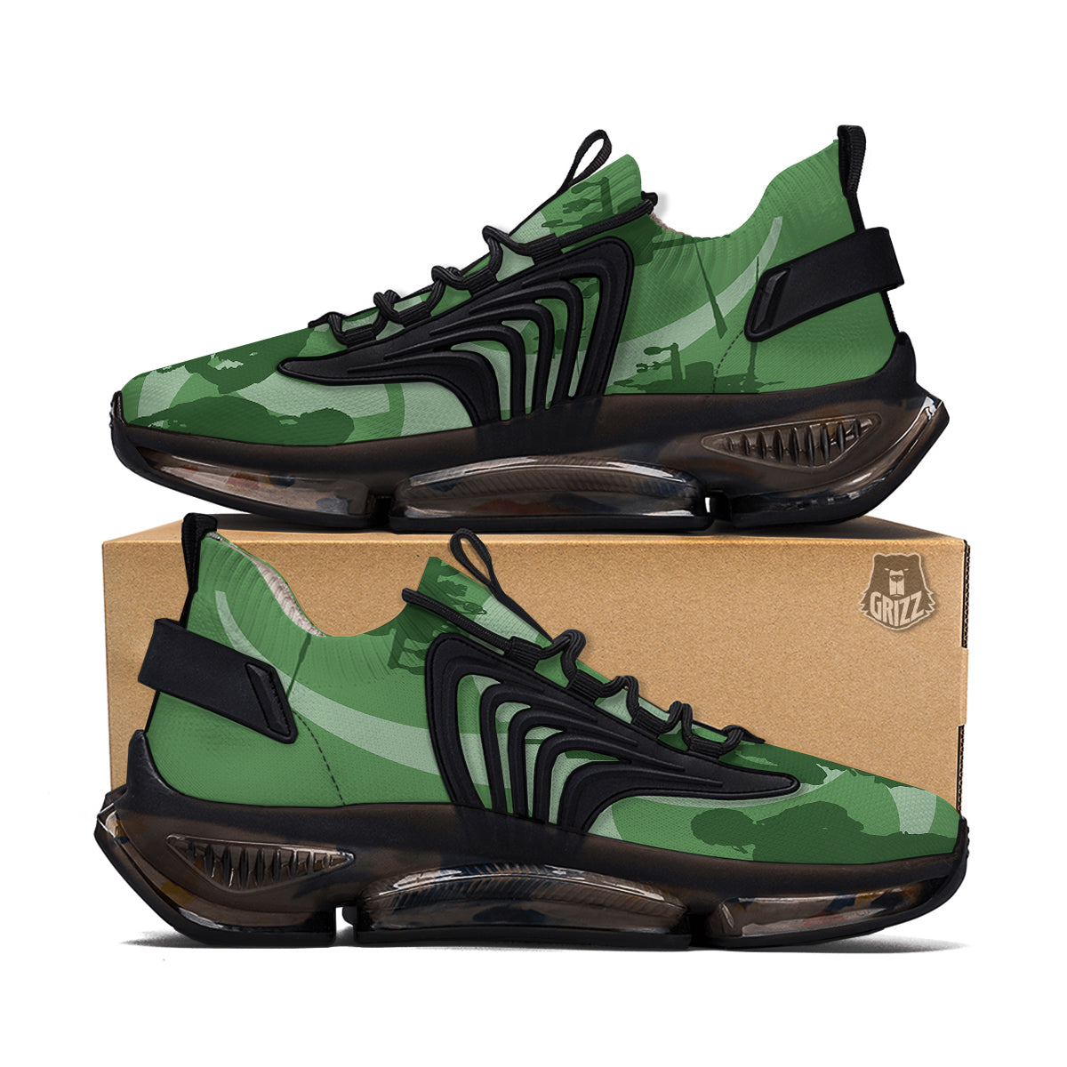 Soldiers And Biohazard Print Black Gym Shoes-grizzshop