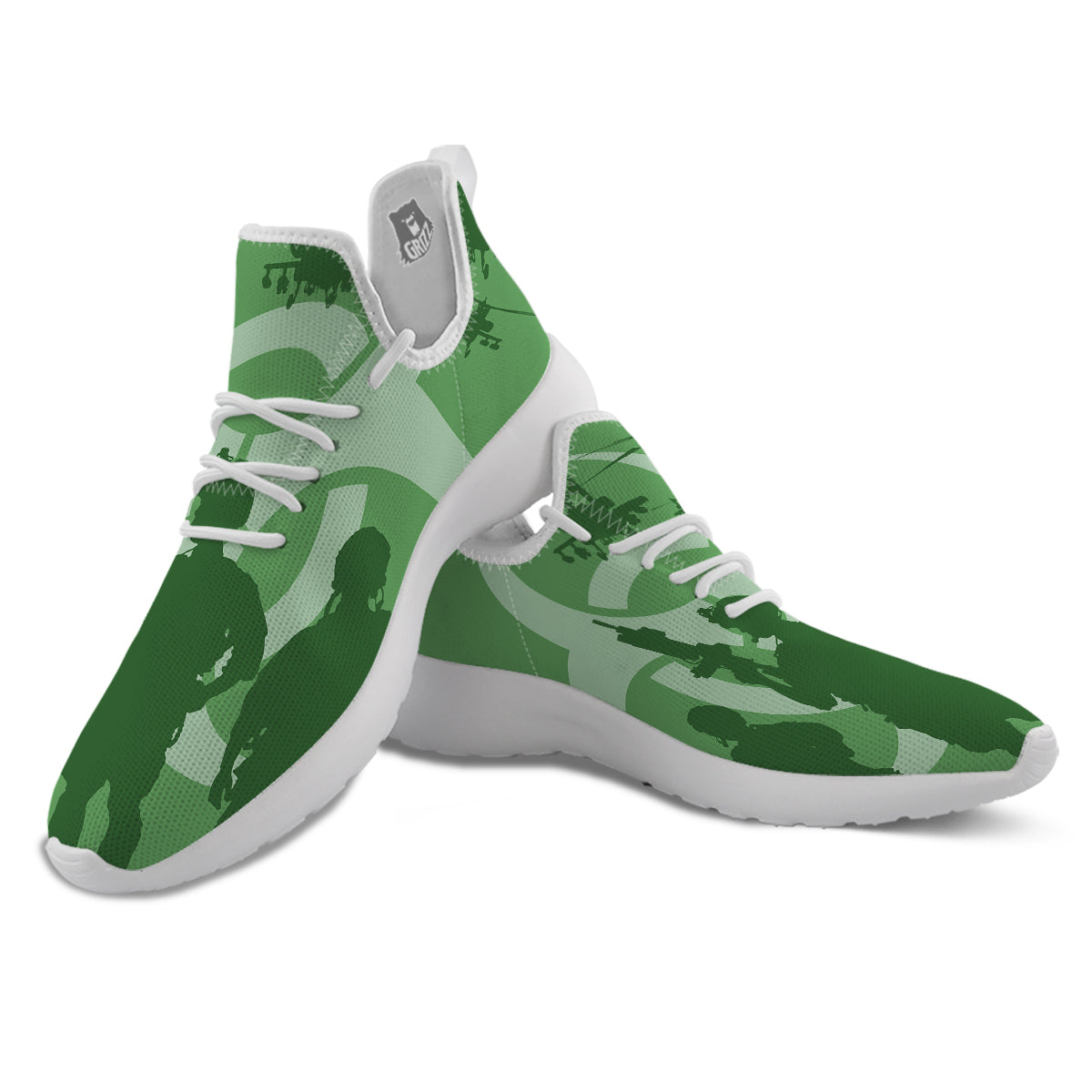 Soldiers And Biohazard Print White Athletic Shoes-grizzshop