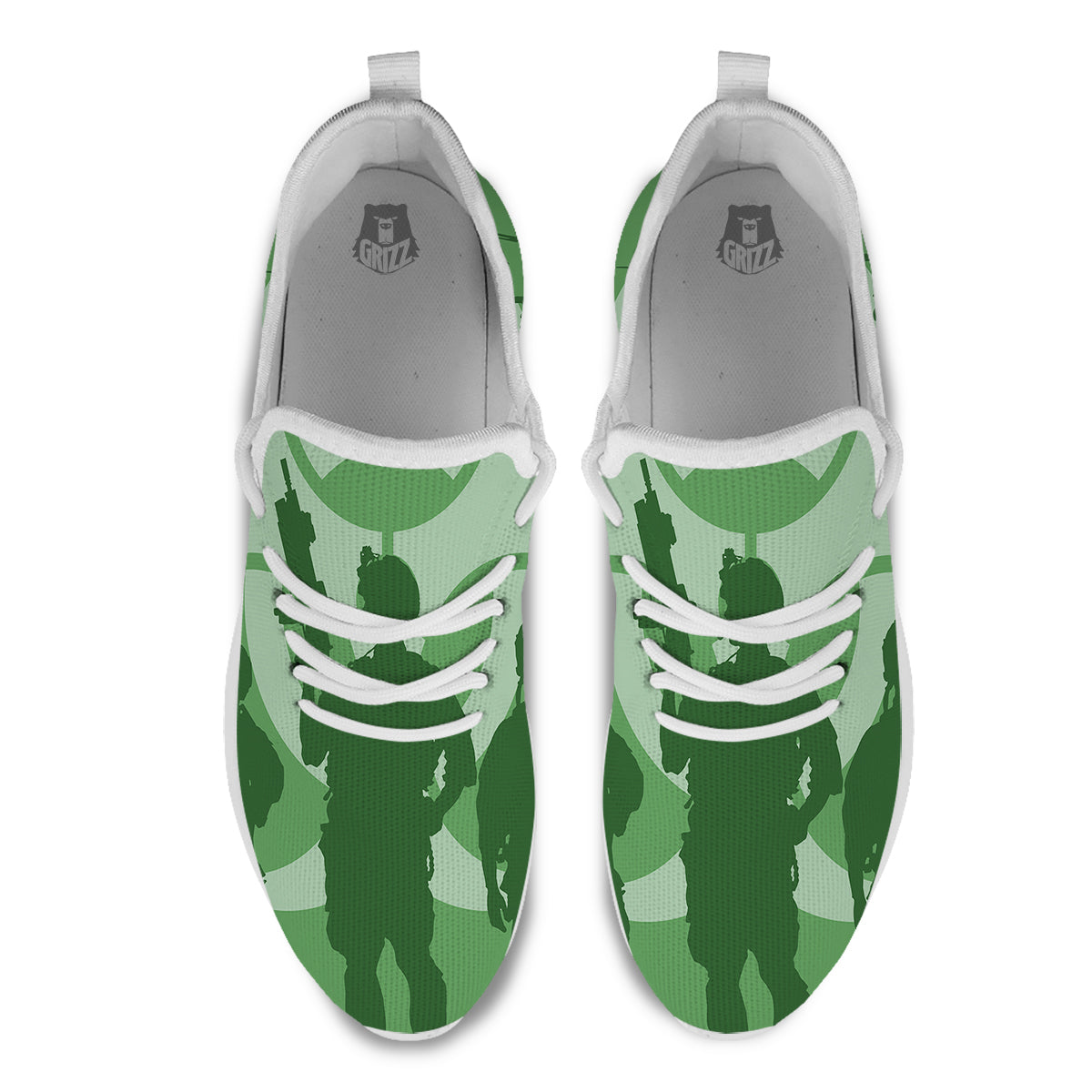 Soldiers And Biohazard Print White Athletic Shoes-grizzshop
