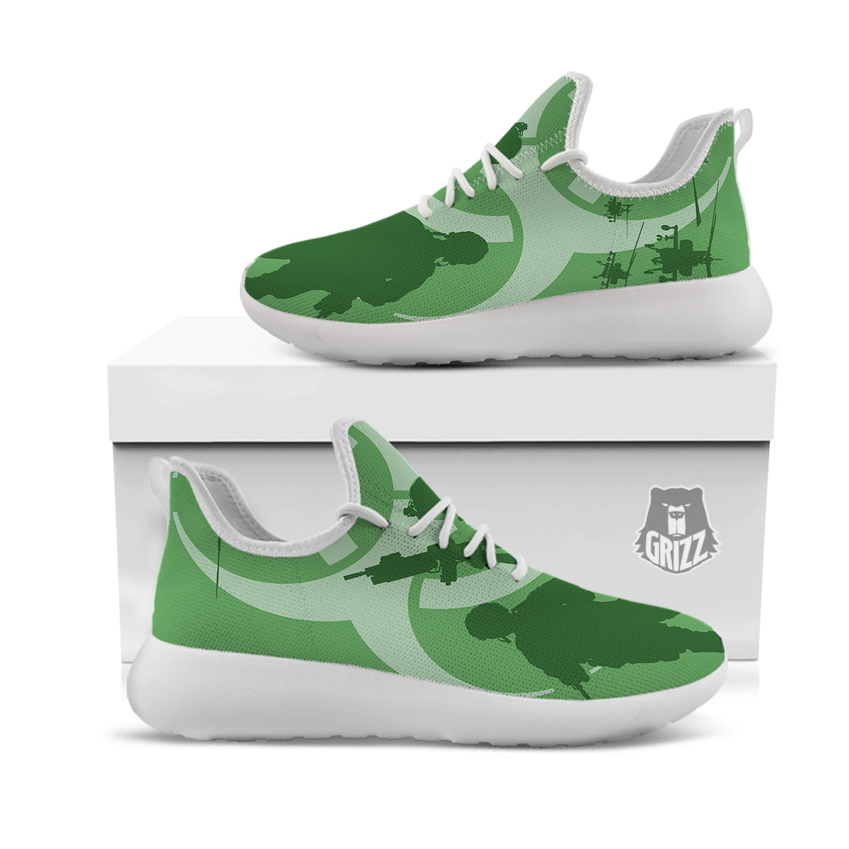 Soldiers And Biohazard Print White Athletic Shoes-grizzshop