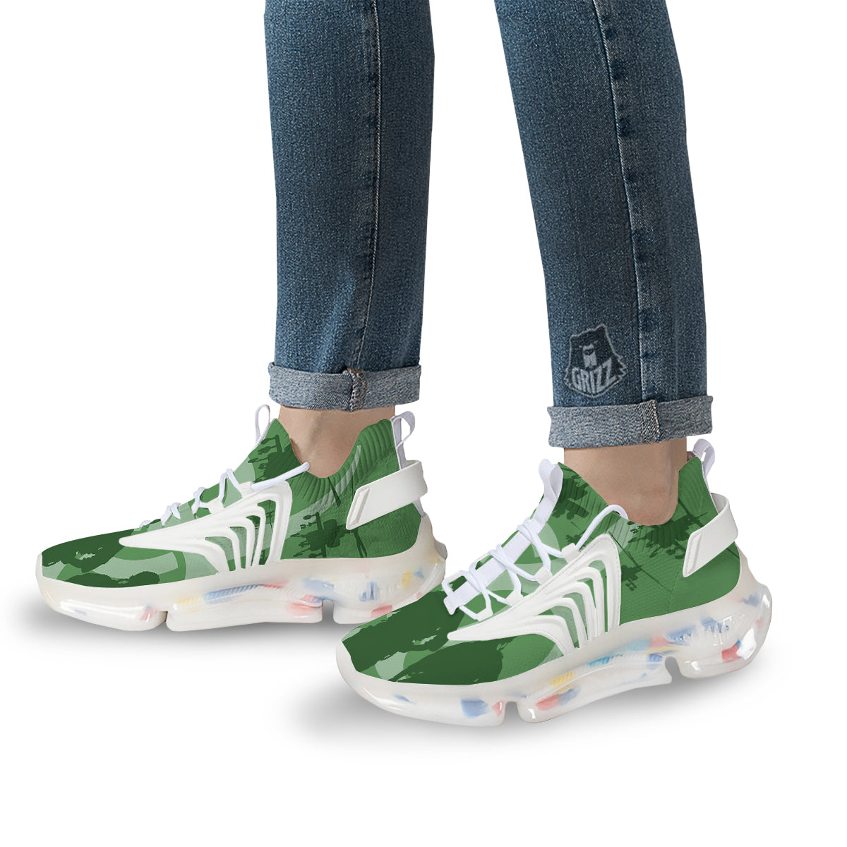 Soldiers And Biohazard Print White Gym Shoes-grizzshop