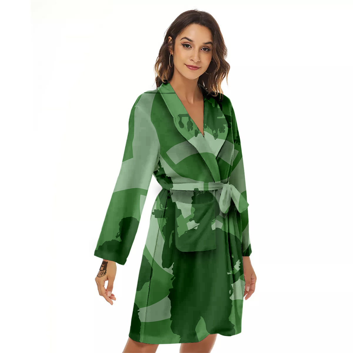 Soldiers And Biohazard Print Women's Robe-grizzshop