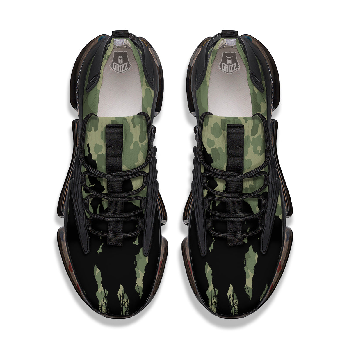 Soldiers And Camouflage Print Black Gym Shoes-grizzshop