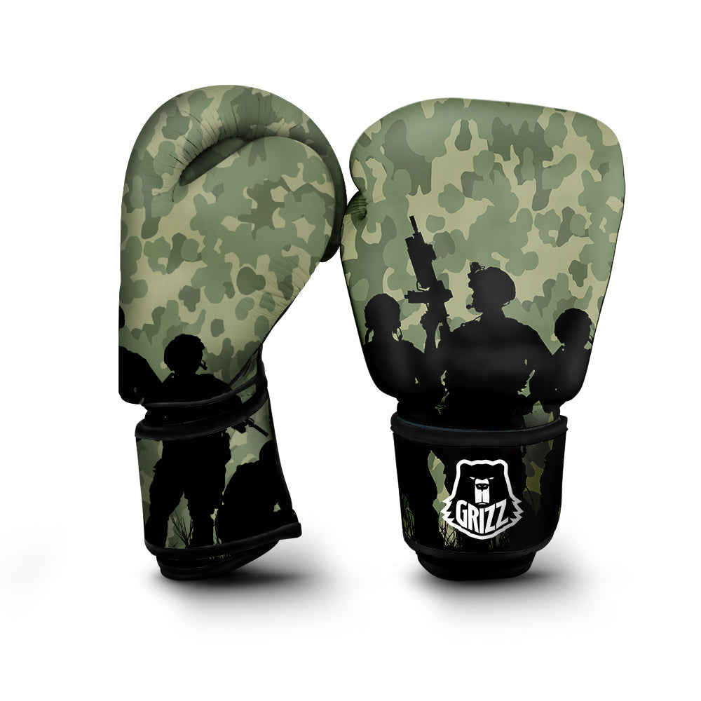 Soldiers And Camouflage Print Boxing Gloves-grizzshop