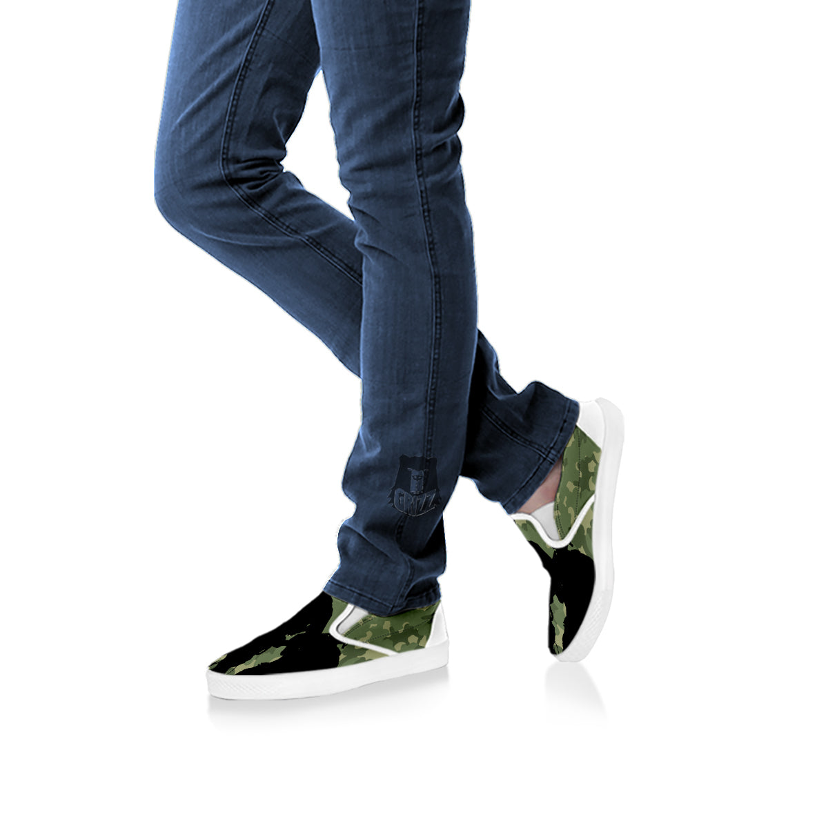 Soldiers And Camouflage Print White Slip On Shoes-grizzshop