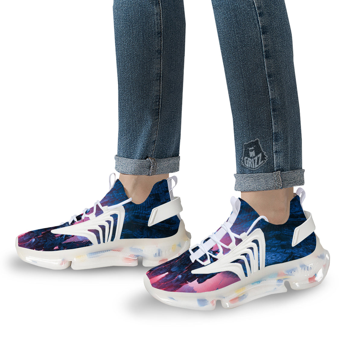 Soldiers Cyberpunk Print White Gym Shoes-grizzshop