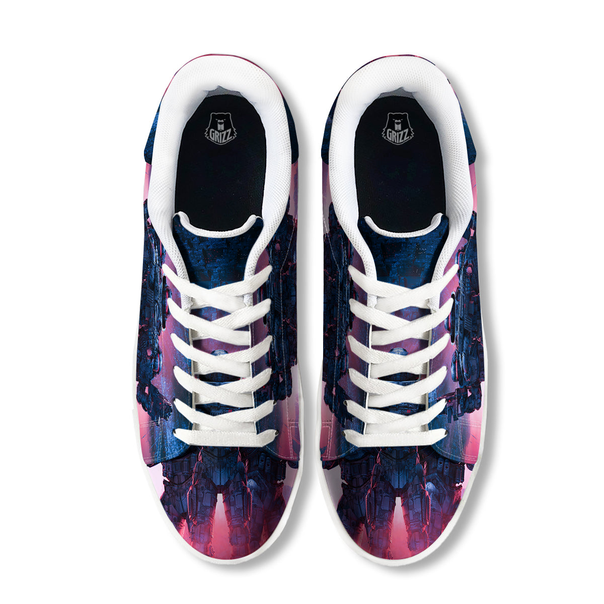 Soldiers Cyberpunk Print White Low Top Sneakers-grizzshop