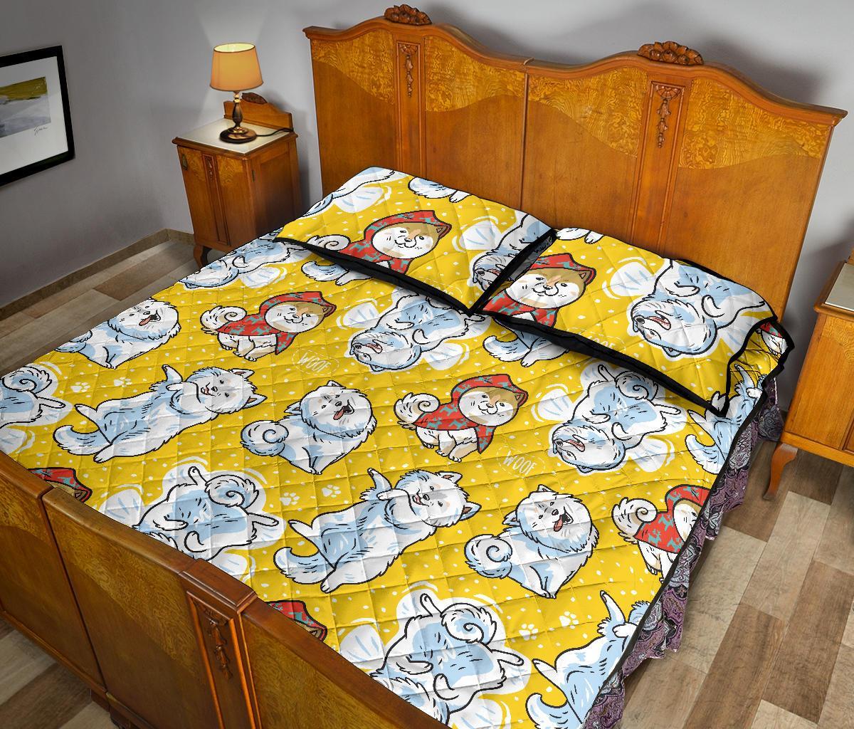 Somoyed Dog Pattern Print Bed Set Quilt-grizzshop