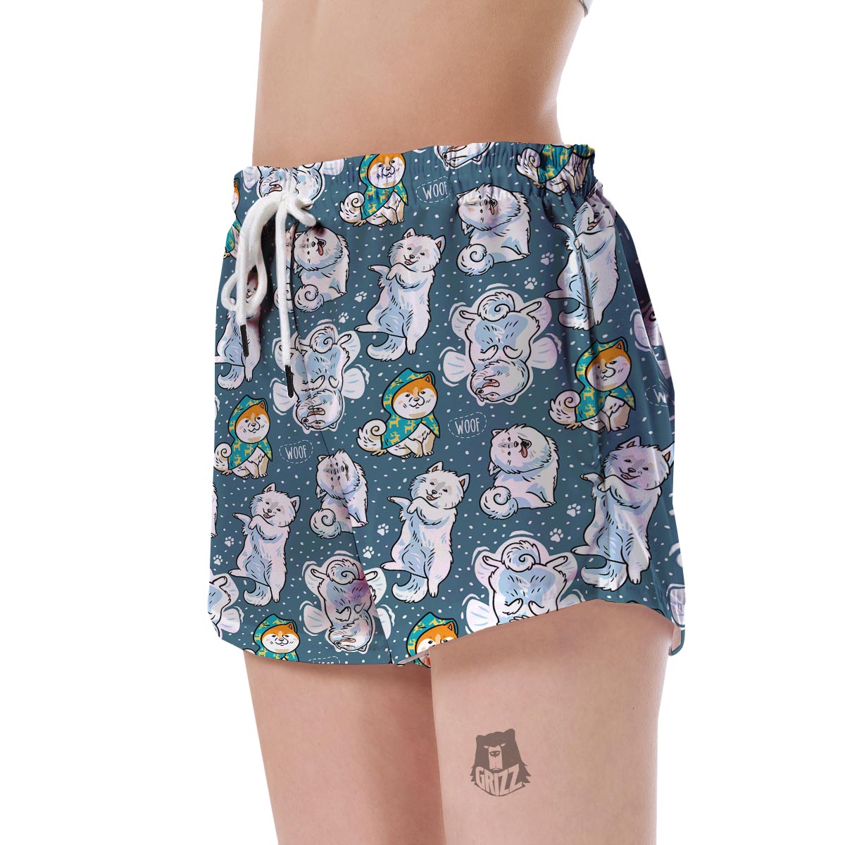 Somoyed Dog Print Pattern Women's Shorts-grizzshop