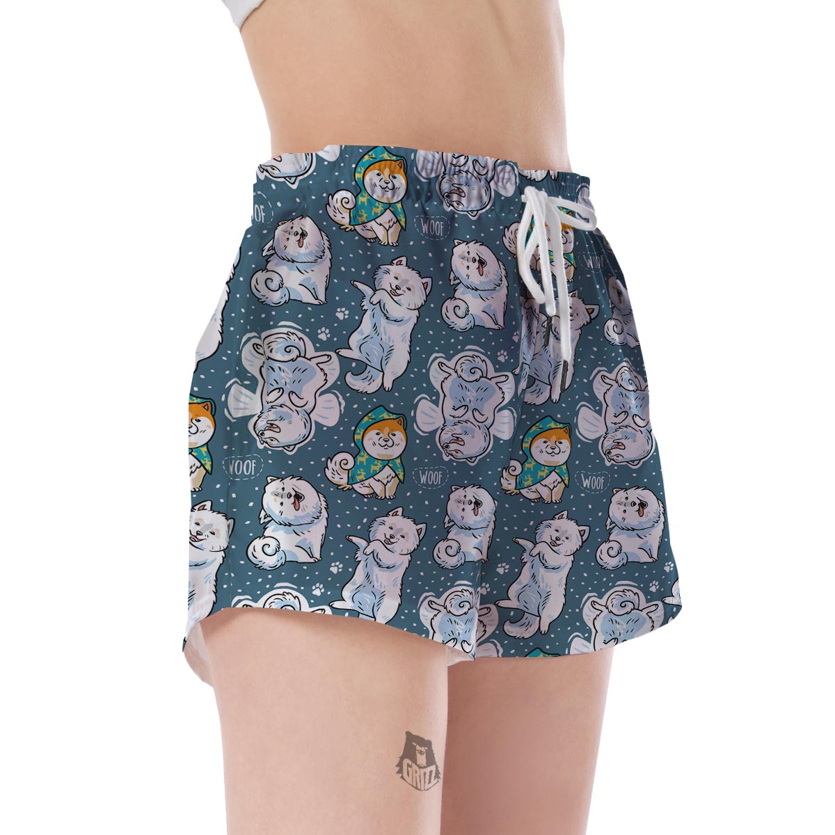 Somoyed Dog Print Pattern Women's Shorts-grizzshop