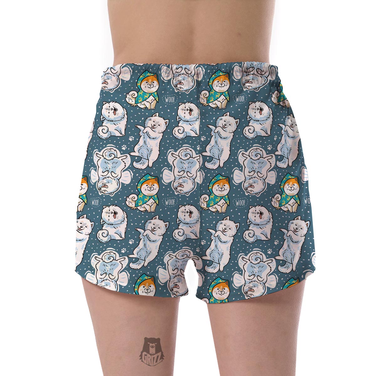 Somoyed Dog Print Pattern Women's Shorts-grizzshop