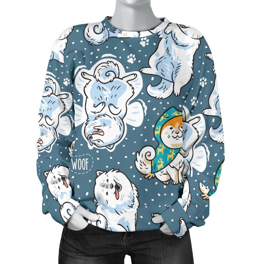 Somoyed Dog Print Pattern Women's Sweatshirt-grizzshop