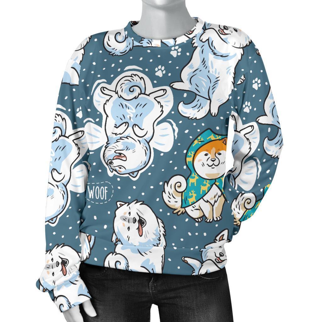 Somoyed Dog Print Pattern Women's Sweatshirt-grizzshop