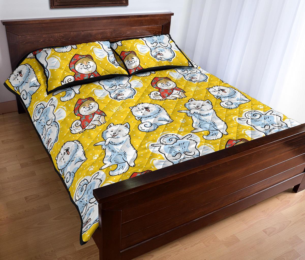 Somoyed Dog Pattern Print Bed Set Quilt-grizzshop