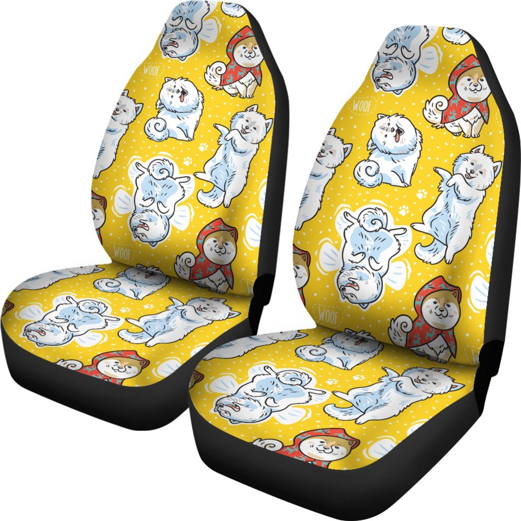 Somoyed Dog Pattern Print Universal Fit Car Seat Covers-grizzshop