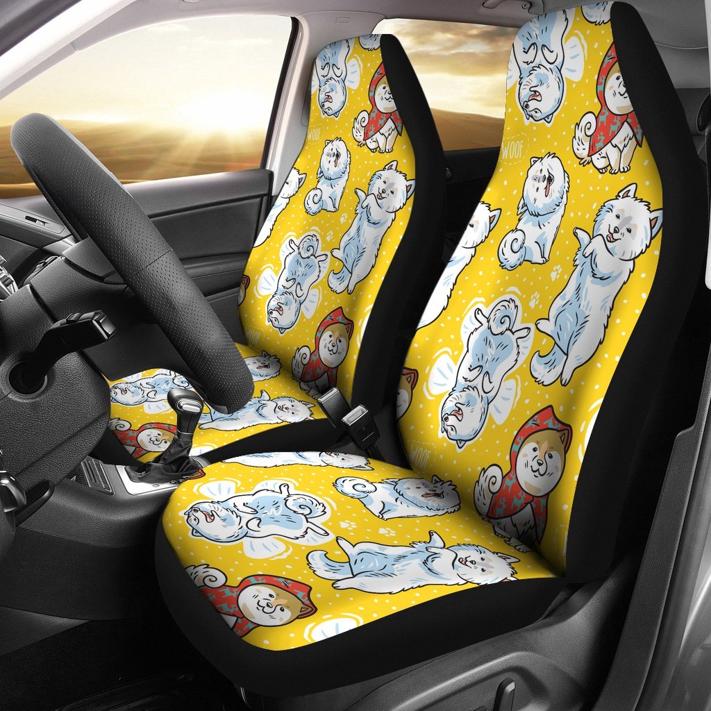 Somoyed Dog Pattern Print Universal Fit Car Seat Covers-grizzshop