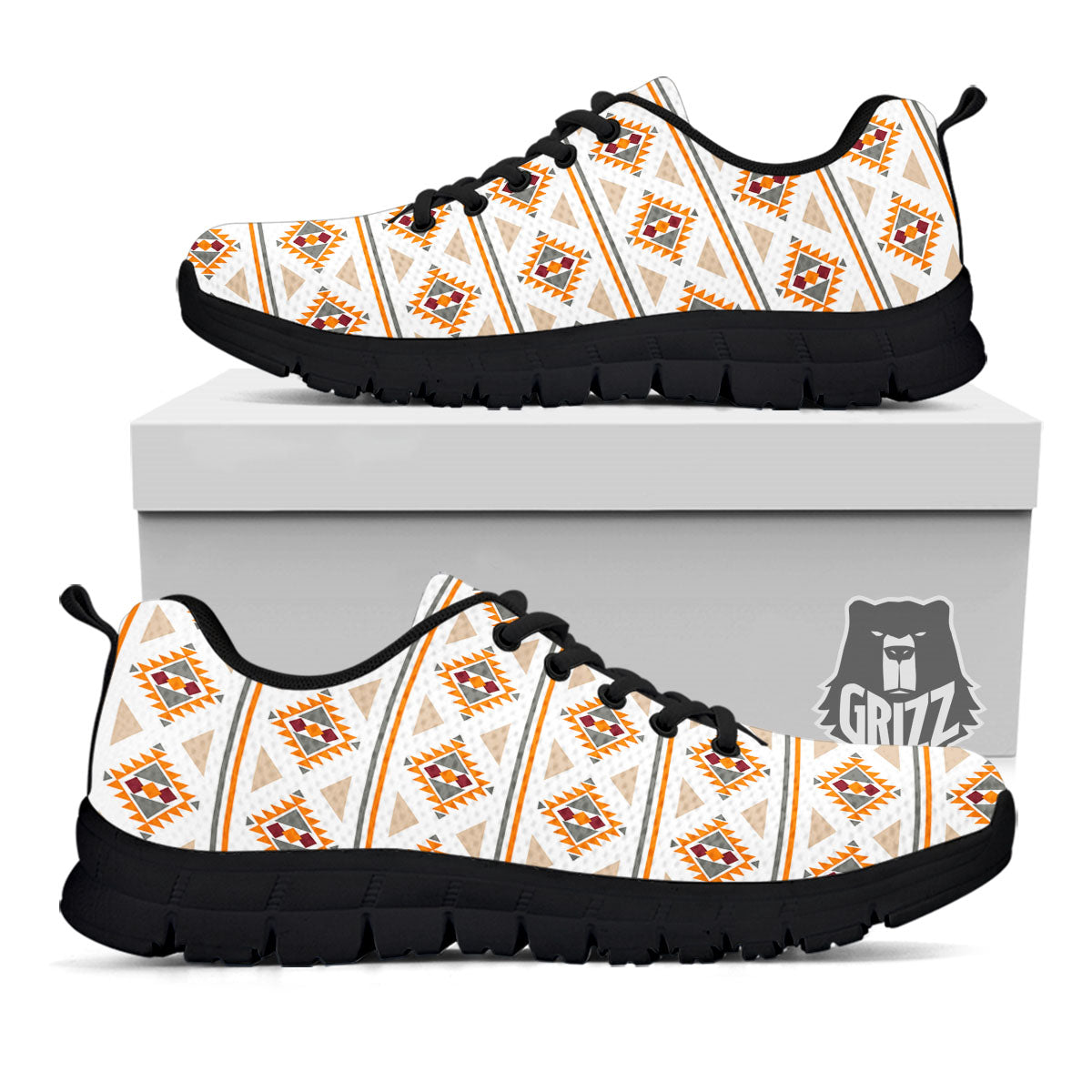 Southwestern Native Print Pattern Black Sneaker-grizzshop