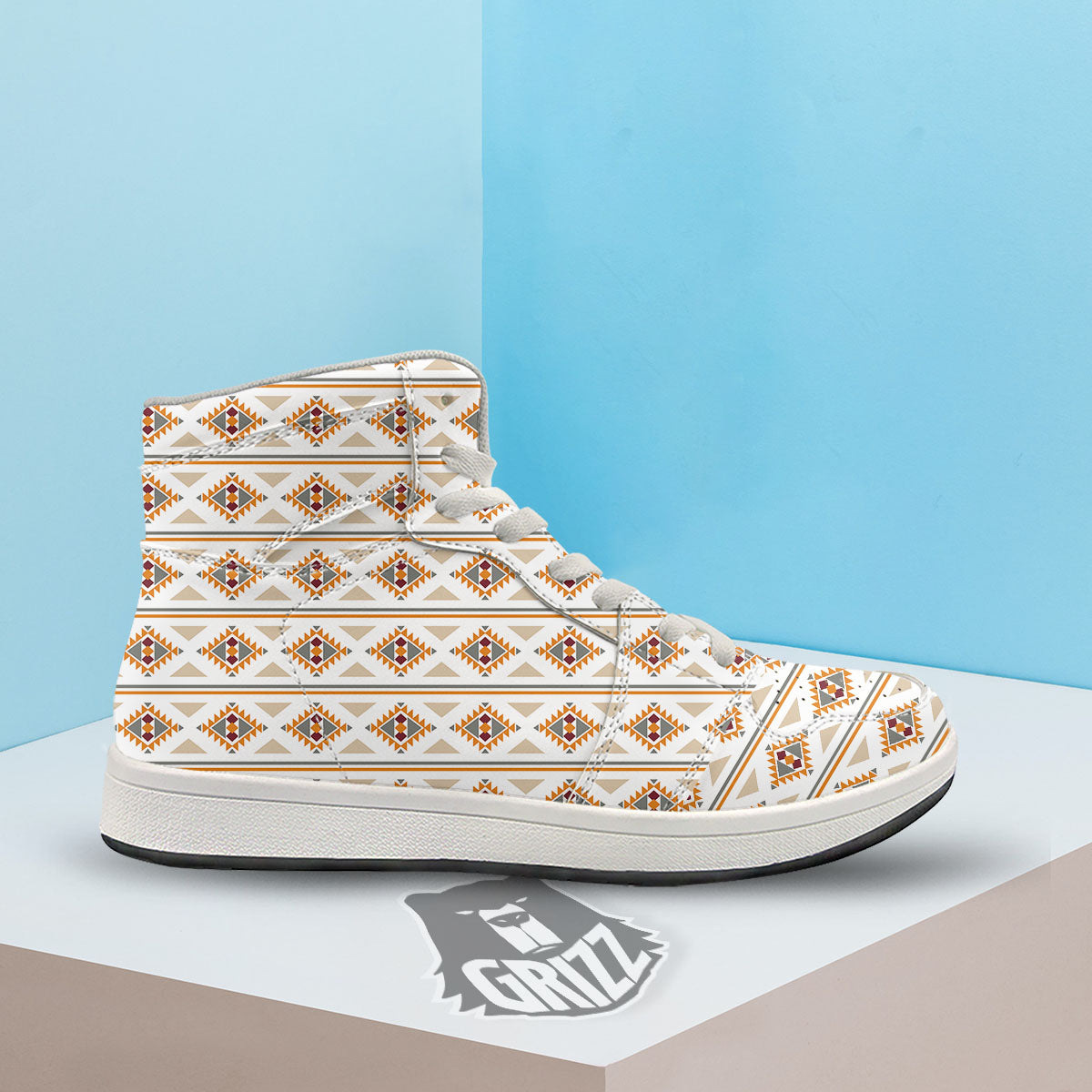 Southwestern Native Print Pattern High Top Sneakers-grizzshop