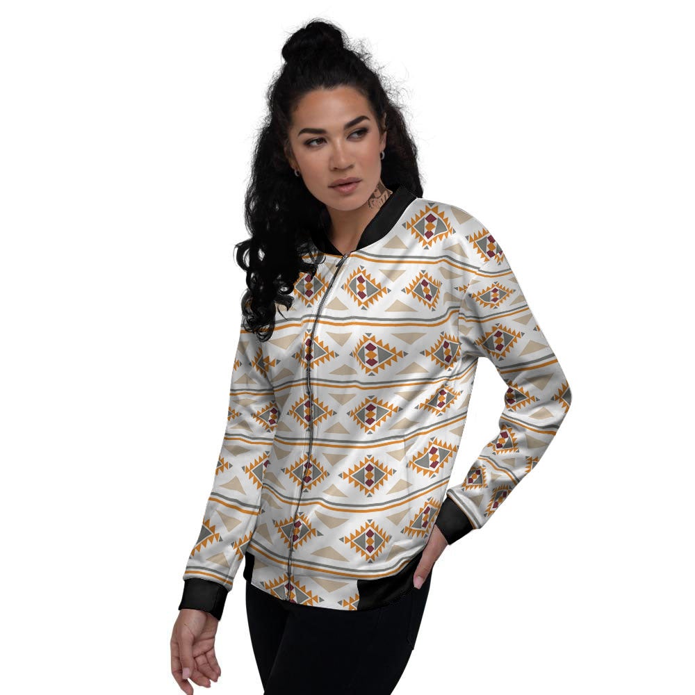 Southwestern Native Print Pattern Women's Bomber Jacket-grizzshop