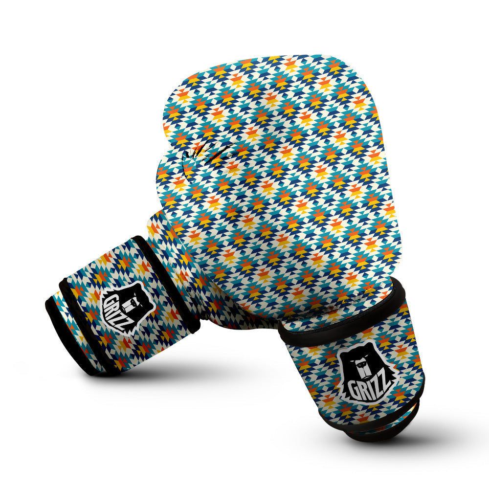 Southwestern Orange And Blue Print Boxing Gloves-grizzshop
