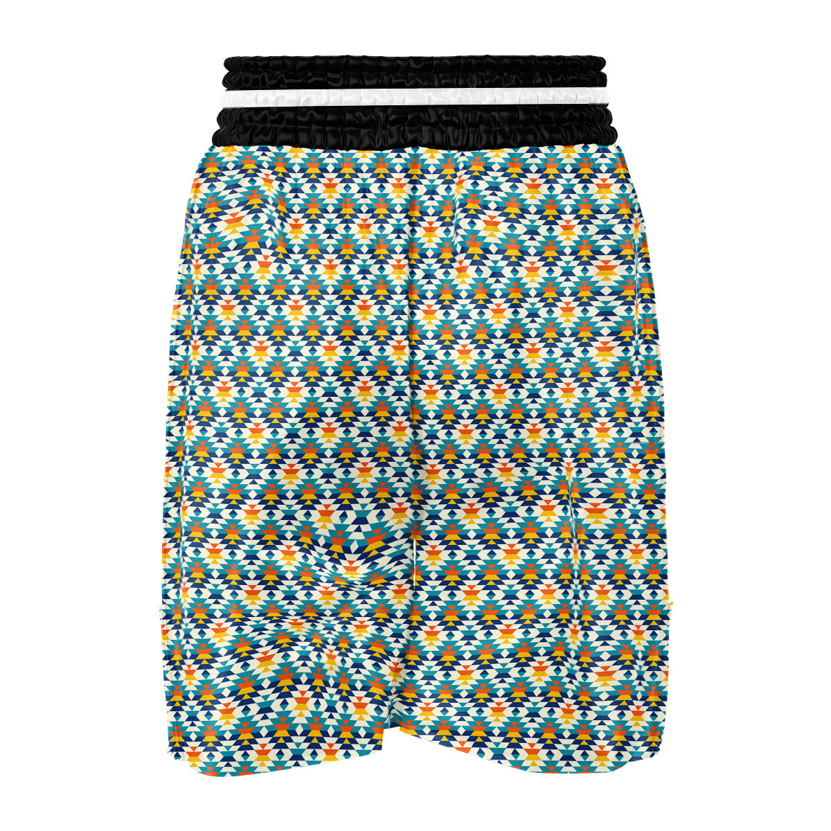 Southwestern Orange And Blue Print Boxing Shorts-grizzshop