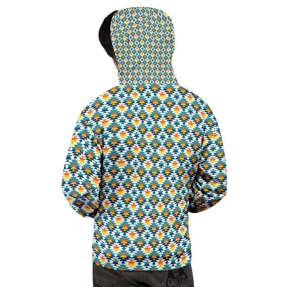 Southwestern Orange And Blue Print Men's Hoodie-grizzshop