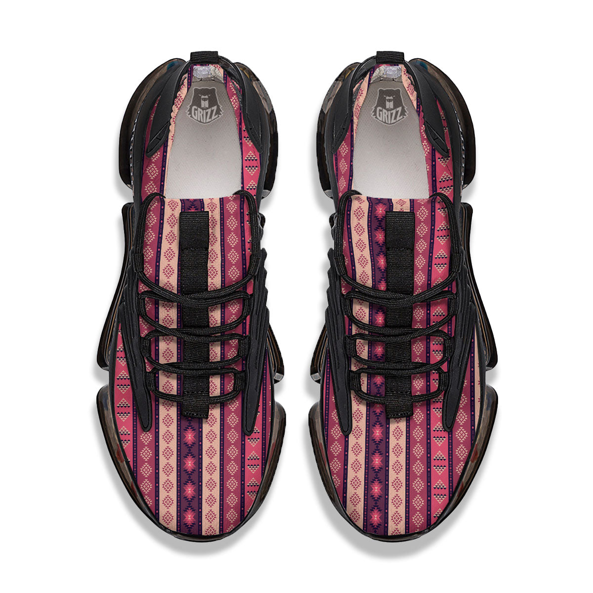 Southwestern Purple And Pink Print Pattern Black Gym Shoes-grizzshop