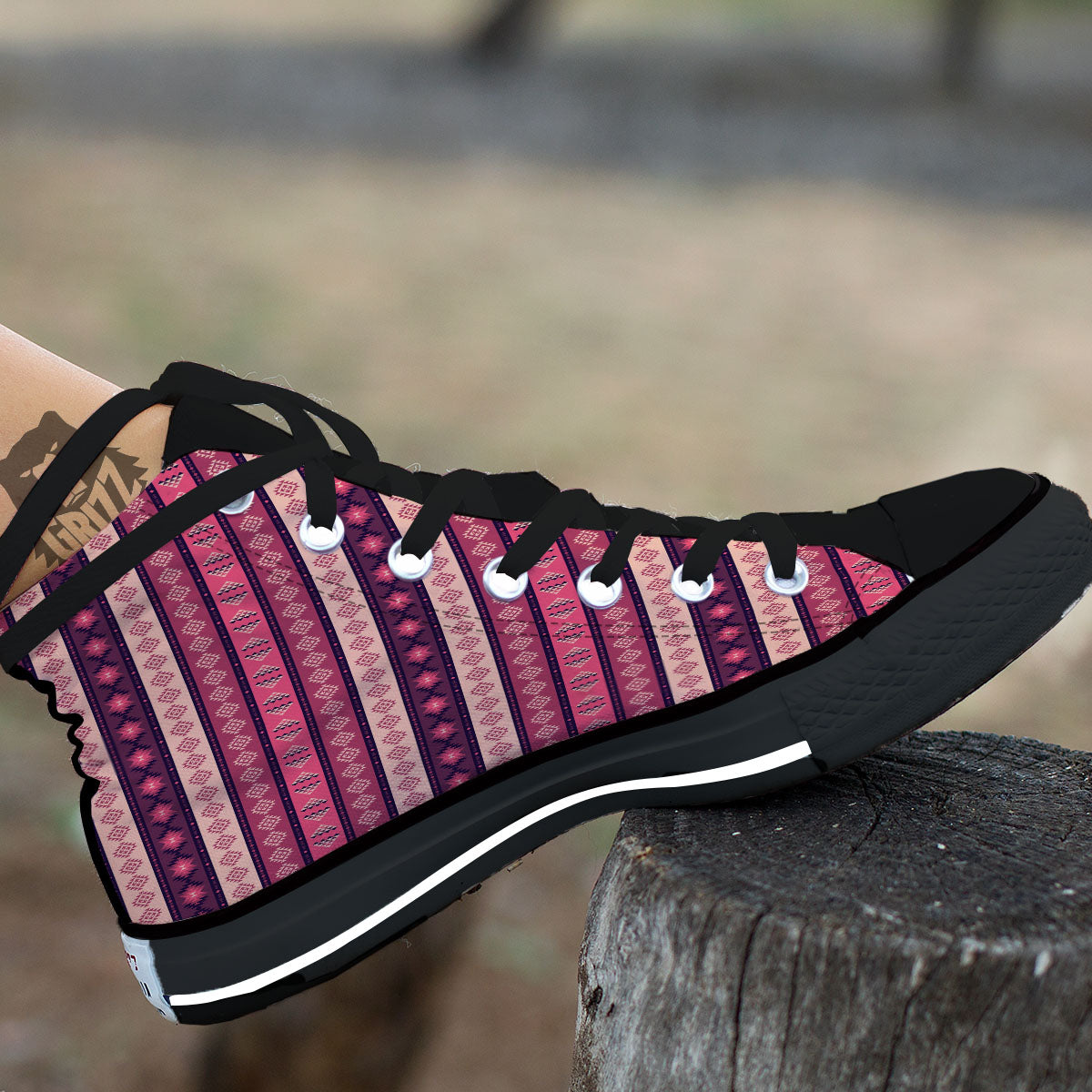Southwestern Purple And Pink Print Pattern High Top Shoes-grizzshop
