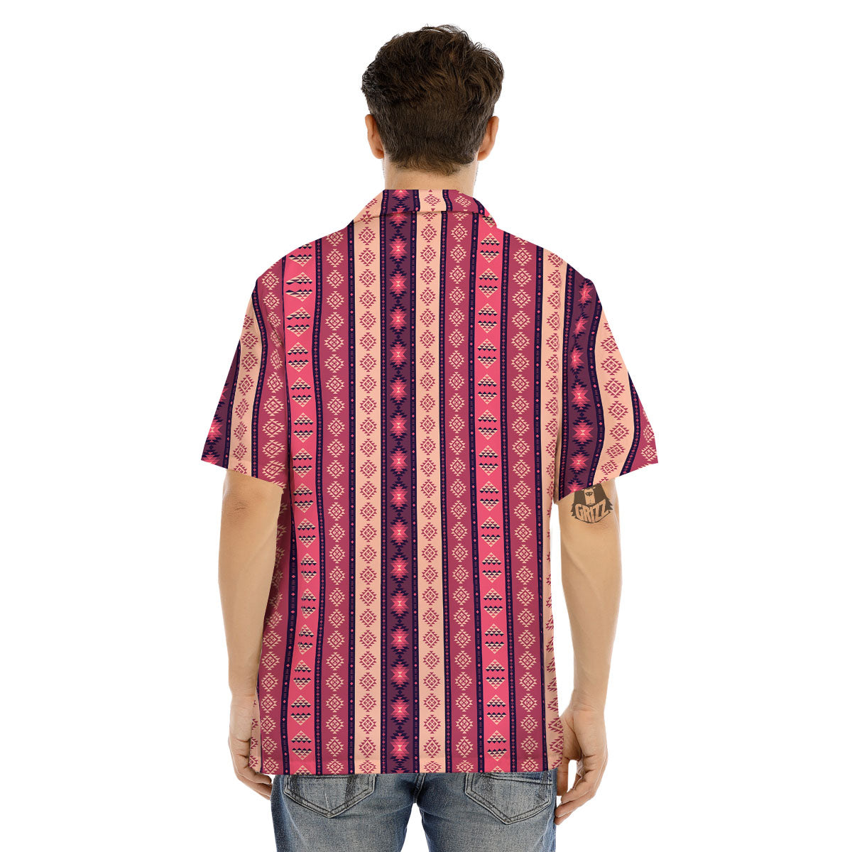 Southwestern Purple And Pink Print Pattern Men's Hawaiian Shirt-grizzshop