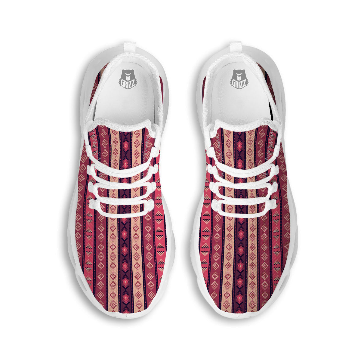 Southwestern Purple And Pink Print Pattern White Running Shoes-grizzshop