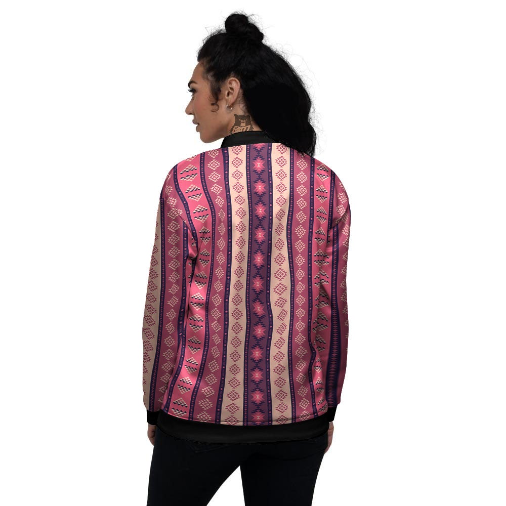 Southwestern Purple And Pink Print Pattern Women's Bomber Jacket-grizzshop