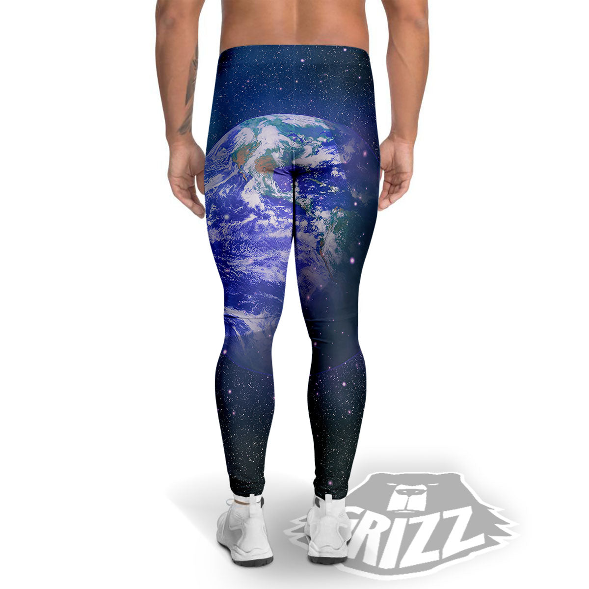 Space And Earth Print Men's Leggings-grizzshop