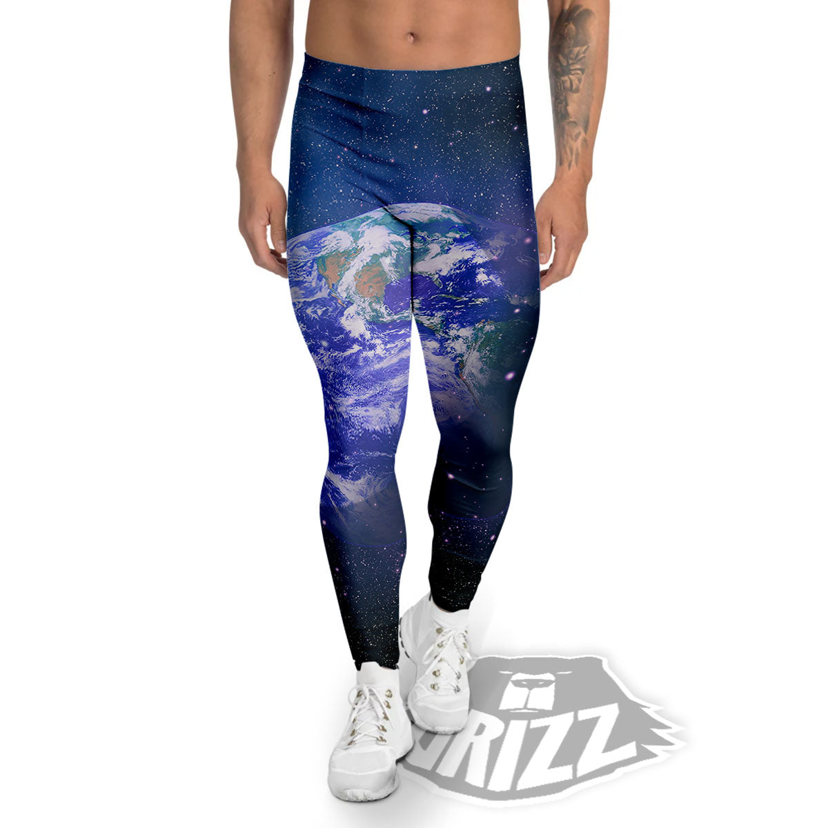 Space And Earth Print Men's Leggings-grizzshop