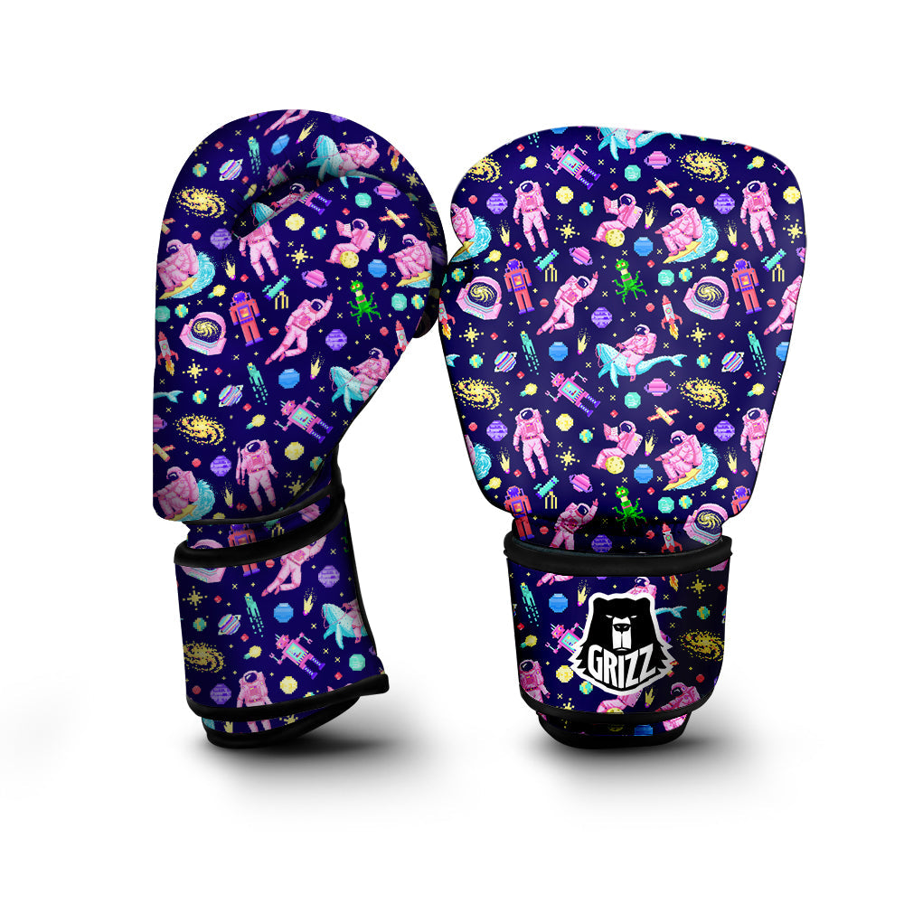 Space Astronaut 8 Bit Print Pattern Boxing Gloves-grizzshop