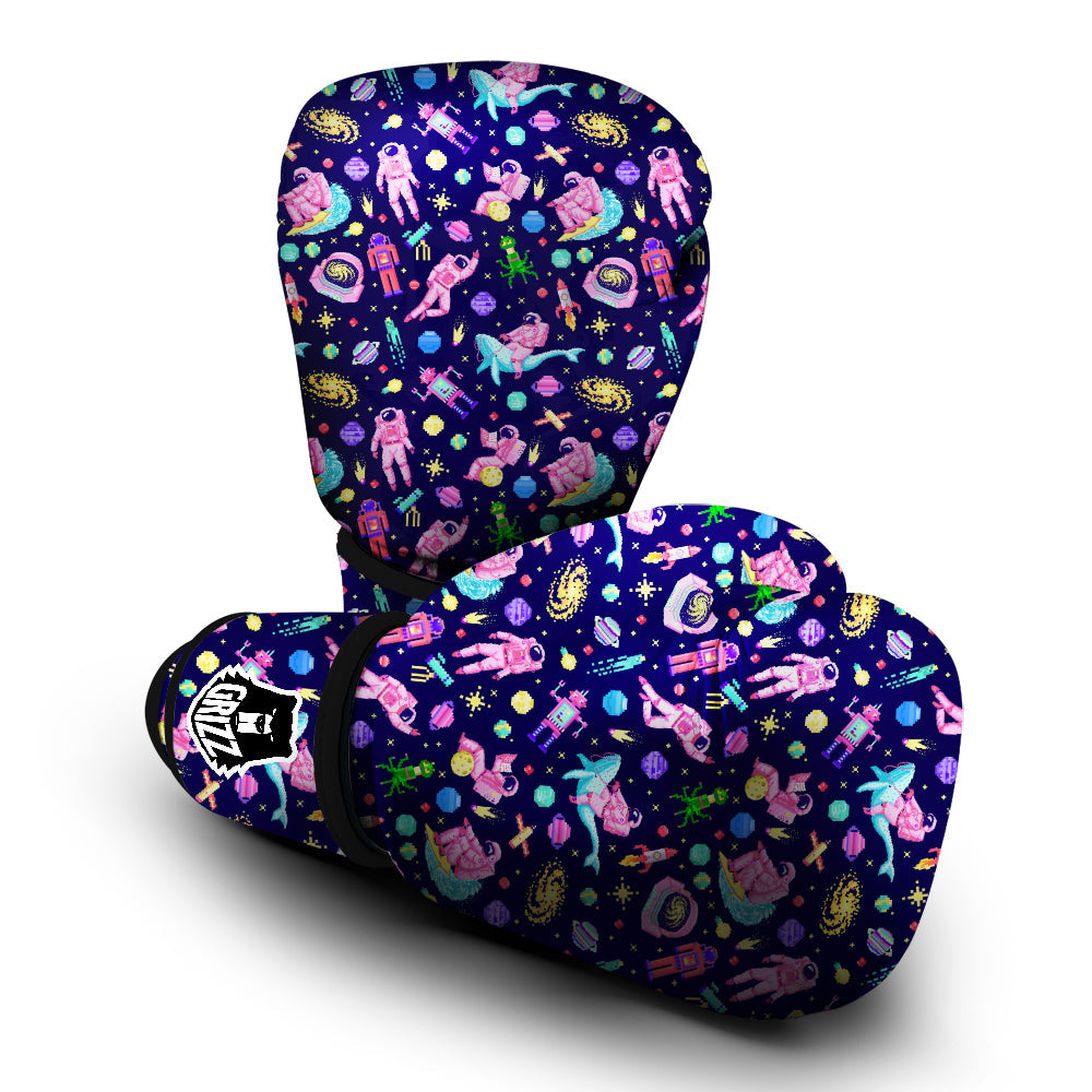 Space Astronaut 8 Bit Print Pattern Boxing Gloves-grizzshop