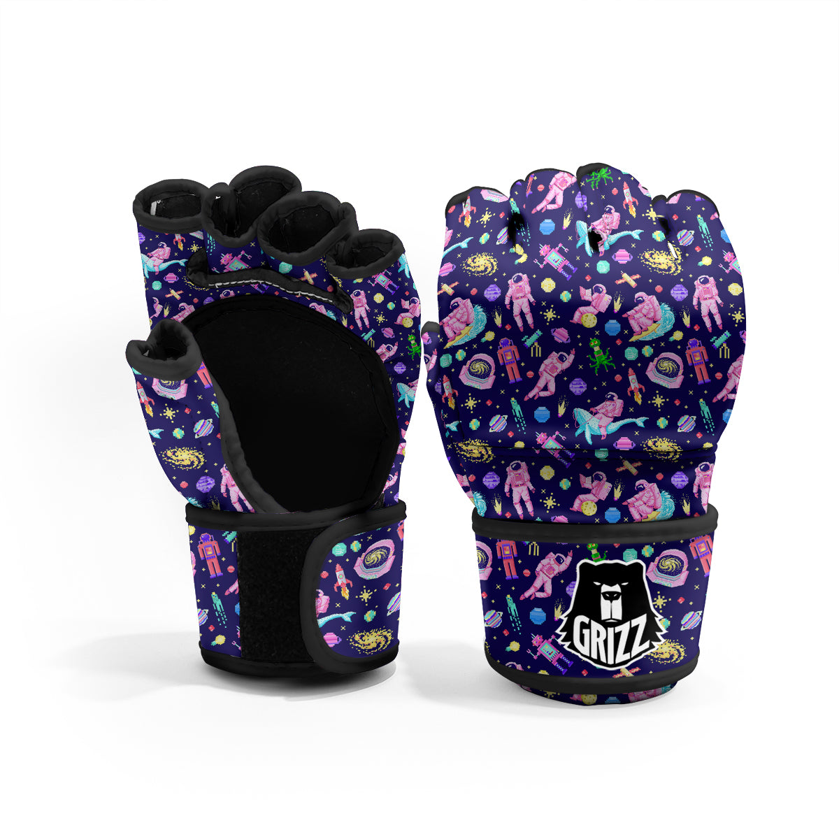 Space Astronaut 8 Bit Print Pattern MMA Gloves-grizzshop