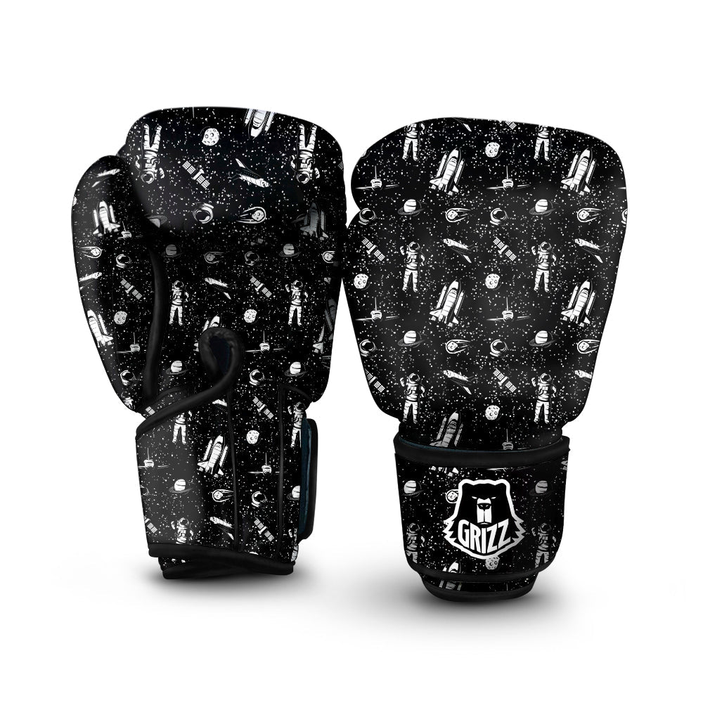 Space Astronaut Black Print Pattern Boxing Gloves-grizzshop