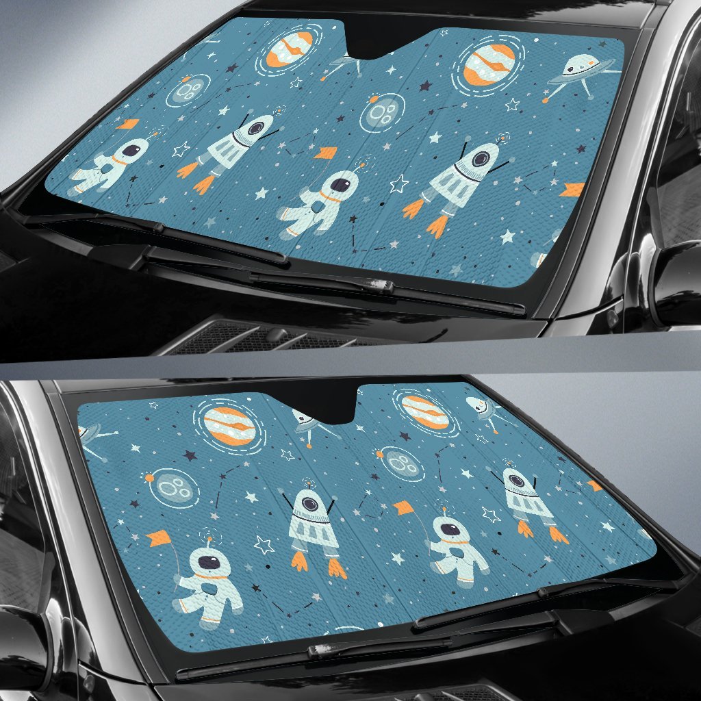 Space Astronaut Pattern Print Car Sun Shade-grizzshop